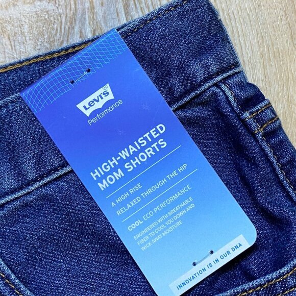 Levis High-Waisted Mom Shorts Size 34 Dark Blue Denim‎ NWT - Picture 4 of 7